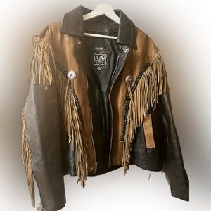 Vtg A-1 Genuine Leather 2Tone Western Style Fringe Riding Jacket Mens Size 48